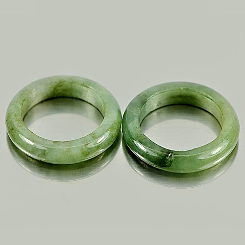 23.51 Ct. 2 Pcs. Natural Gems White Green Rings Jade Size 5.5