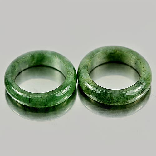 25.91 Ct. 2 Pcs. Charming Natural Gems Green Rings Jade Size 5.5