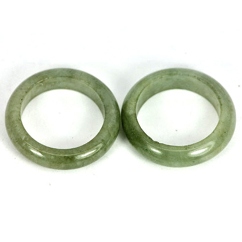 23.40 Ct. 2 Pcs. Round Natural Green Rings Jade Sz 5.5 Thailand