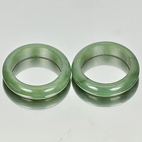 23.96 Ct. 2 Pcs. Round Natural Gems Green Rings Jade Size 5.5