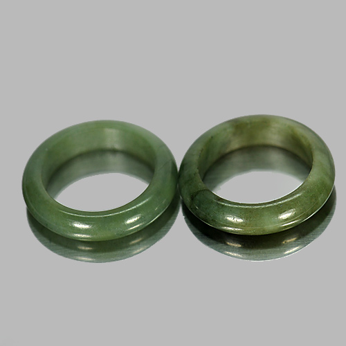 22.40 Ct. 2 Pcs. Attractive Natural Gems Green Honey Rings Jade Size 5.5