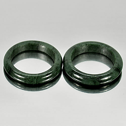 17.72 Ct. 2 Pcs. Natural Gems Green Black Rings Jade Size 5.5
