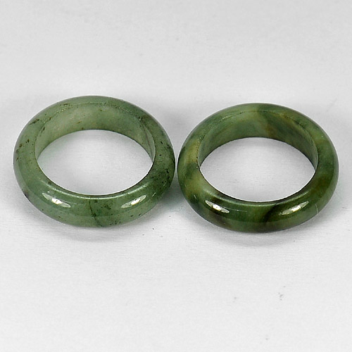 23.51 Ct. 2 Pcs. Beautiful Natural Gems Green Rings Jade Size 5.5