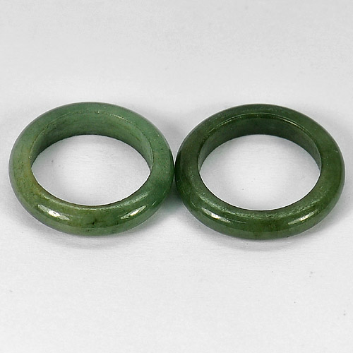 21.30 Ct. 2 Pcs. Round Natural Gems Green Rings Jade Size 5.5 Unheated