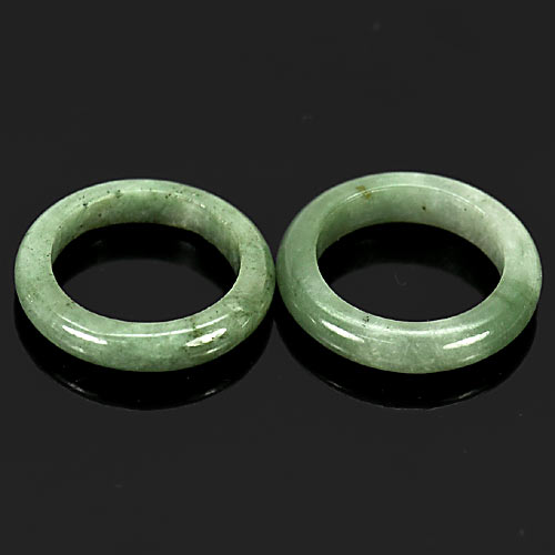 22.50 Ct. 2 Pcs. Round Natural Gems White Green Rings Jade Size 5.5
