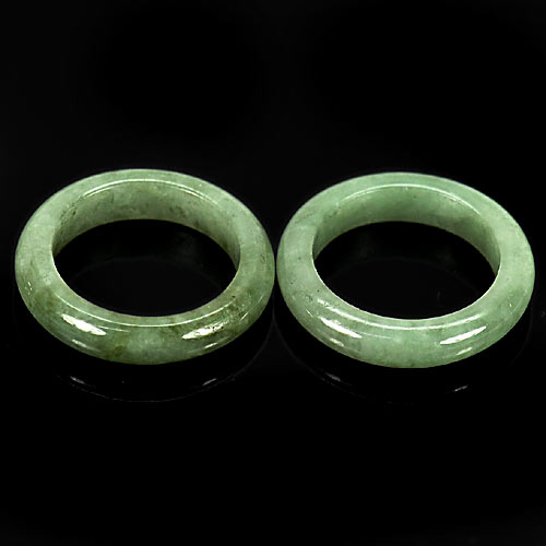 22.25 Ct. 2 Pcs. Natural Gems White Green Rings Jade Size 5.5