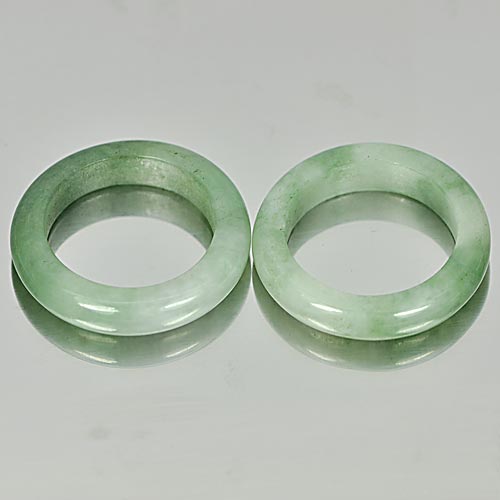 23.72 Ct. 2 Pcs. Round Natural Gems White Green Rings Jade Size 5.5