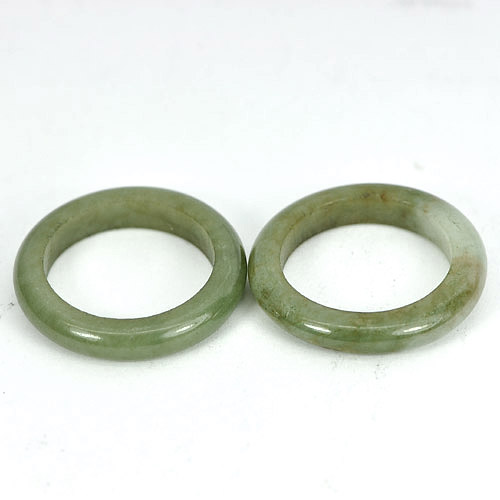 19.53 Ct. 2 Pcs. Natural Gems White Green Honey Rings Jade Sz 5.5
