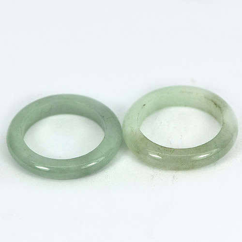 20.05 Ct. 2 Pcs. Beauteous Natural Gems White Green Rings Jade Sz 5.5