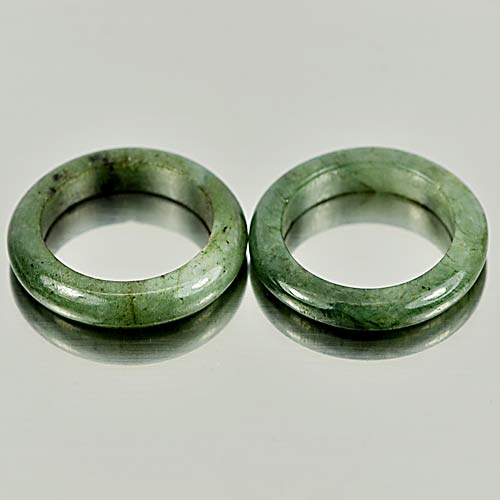 21.81 Ct. 2 Pcs. Alluring Natural Green Rings Jade Size 5.5
