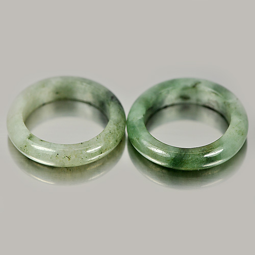 23.15 Ct. 2 Pcs. Natural Gems White Green Rings Jade Sz 5.5 Thailand