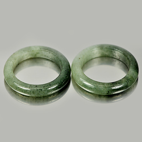 20.21 Ct. 2 Pcs. Beautiful Natural Gems White Green Rings Jade Size 5.5