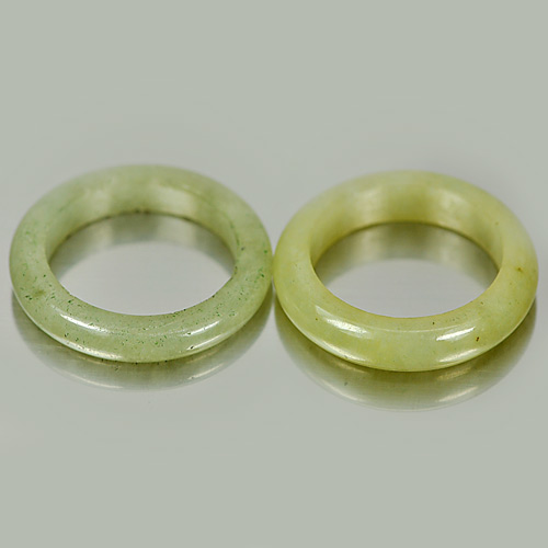 21.30 Ct. 2 Pcs. Natural Gems White Green Honey Rings Jade Size 5.5