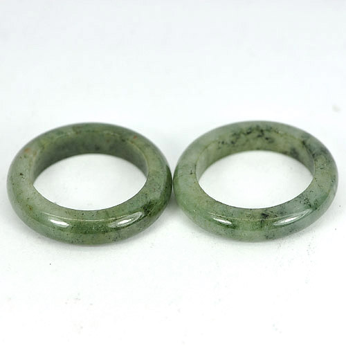 24.19 Ct. 2 Pcs. Charming Natural Gems White Green Rings Jade Sz 5.5