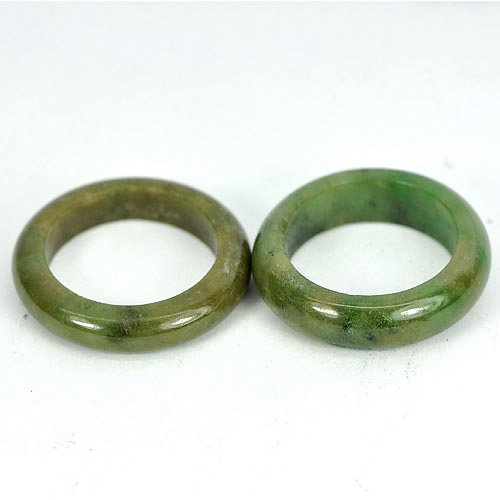 25.44 Ct. 2 Pcs. Attractive Natural Gems Green Honey Rings Jade Sz 5.5