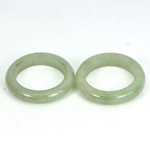 22.41 Ct. 2 Pcs. Delightful Natural Gems White Green Rings Jade Sz 5.5
