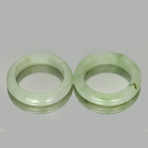 20.72 Ct. 2 Pcs. Charming Natural Gems White Green Rings Jade Size 5.5
