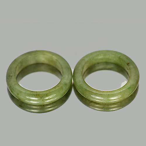 24.07 Ct. 2 Pcs. Round Natural Gems Green Honey Rings Jade Sz 5.5
