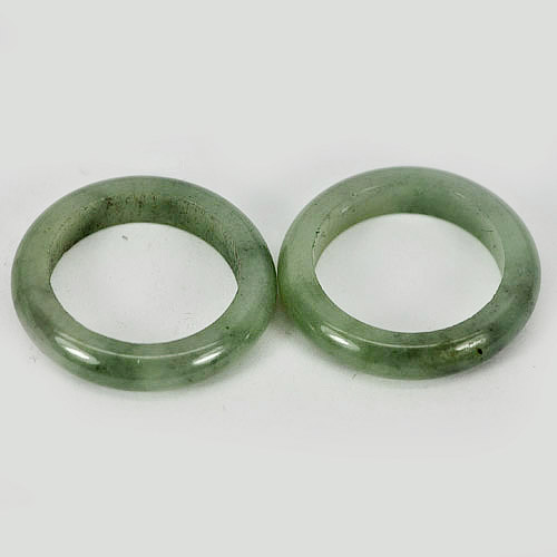 27.95 Ct. 2 Pcs. Natural White Green Chinese Jadeite Jade Ring Sz 7