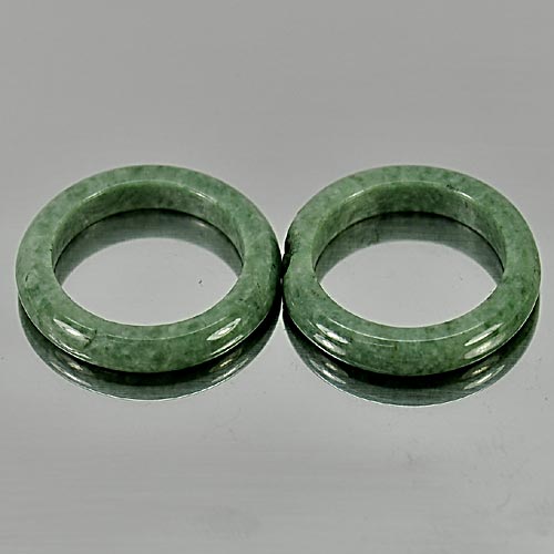 25.50 Ct. 2 Pcs. Natural Chinese White Green Rings Jadeite Jade Sz 7.5