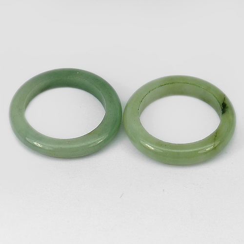 26.26 Ct. 2 Pcs. Natural Chinese White Green Honey Rings Jadeite Jade Size 7.5