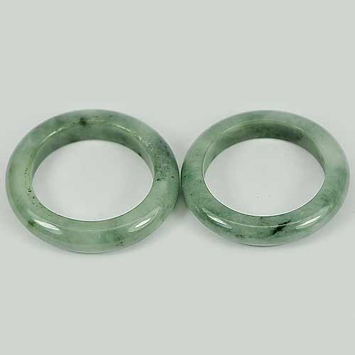 22.87 Ct. 2 Pcs. Natural Chinese White Green Rings Jadeite Jade Sz 7