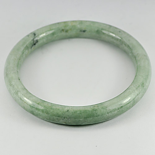 228.71 Ct. Attractive Natural White Green Jade Bangle Diameter 60 Mm.
