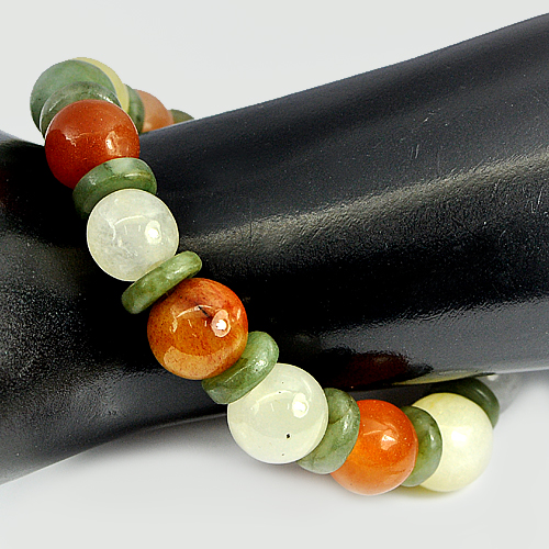 199.89 Ct. Natural Honey Jade Color Beads Bracelet Length 8 Inch.
