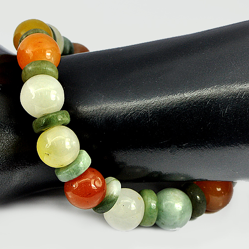 209.72 Ct. Natural Honey Jade Color Beads Bracelet Length 8 Inch.