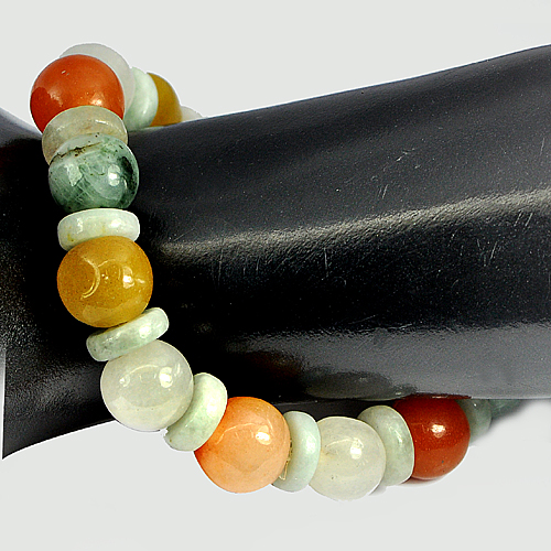 207.89 Ct. Natural Honey Jade Color Beads Bracelet Length 8 Inch.