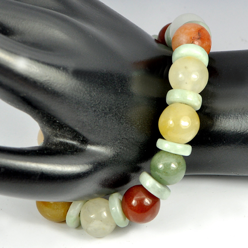 207.44 Ct. Natural Honey Color Jade Beads Bracelet Length 8 Inch.