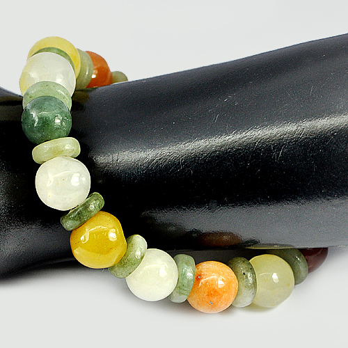 198.75 Ct. Natural Honey Jade Color Beads Bracelet Length 8 Inch.