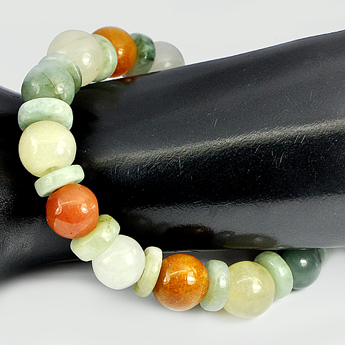 201.80 Ct. Natural Honey Jade Color Beads Bracelet Length 8 Inch.