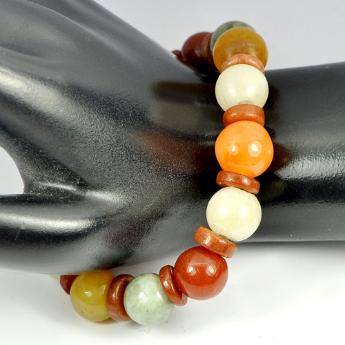 175.12 Ct. Natural Honey Color Jade Beads Bracelet Length 8 Inch.
