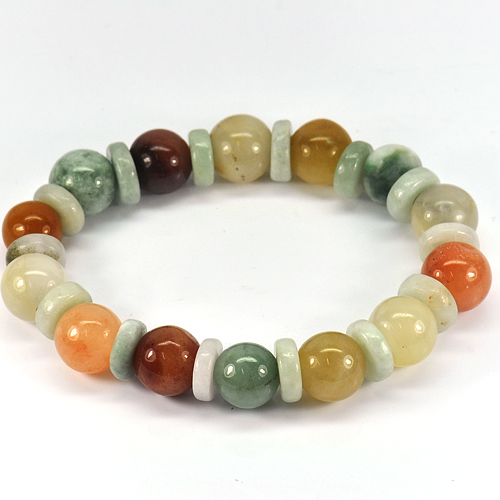 207.23 Ct. Natural Multi-Color Honey Color Jade Beads Bracelet Length 8 Inch.