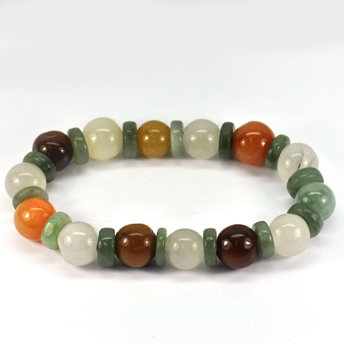 201.37 Ct. Natural Honey Color Jade Beads Bracelet Length 8 Inch.