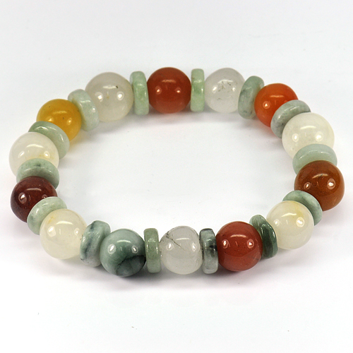 195.16 Ct. Natural Honey Color Jade Beads Bracelet Length 8 Inch.