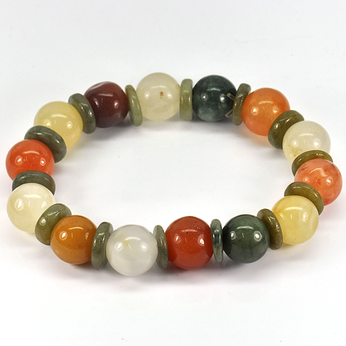 185.28 Ct. Natural Honey Color Jade Beads Bracelet Length 7 Inch.