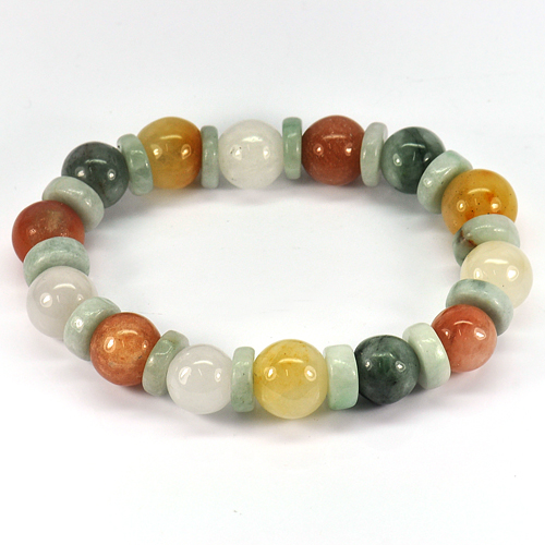 206 Ct. Natural Honey Color Jade Beads Bracelet Length 8 Inch.