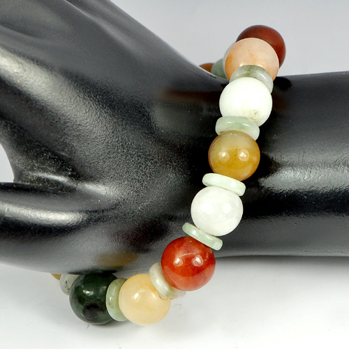 150.24 Ct. Natural Honey Color Jade Beads Bracelet Length 8 Inch.