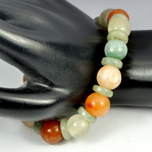 206.04 Ct. Natural Honey Color Jade Beads Bracelet Length 8 Inch.