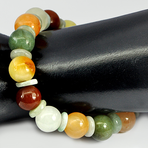 154.27 Ct. Natural Honey Jade Color Beads Bracelet Length 8 Inch.