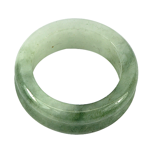 24.72 Ct. Unheated Green White Natural Jadeite Ring Round Size 8