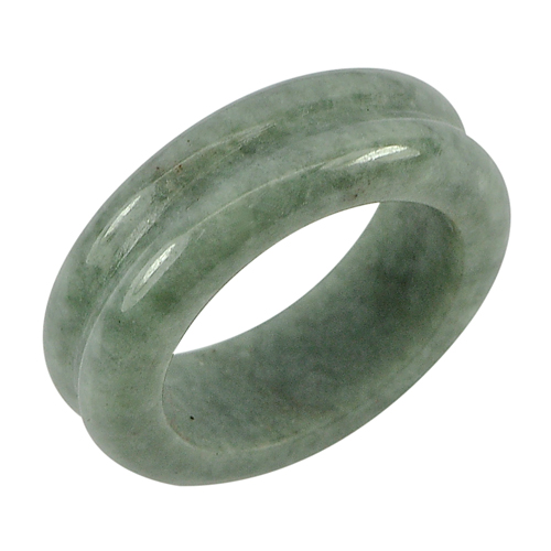 27.80 Ct. Good Unheated Green Color Natural Jadeite Ring Round Size 7.5