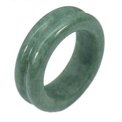 27.88 Ct. Unheated Green White Natural Jadeite Ring Round Size 7.5