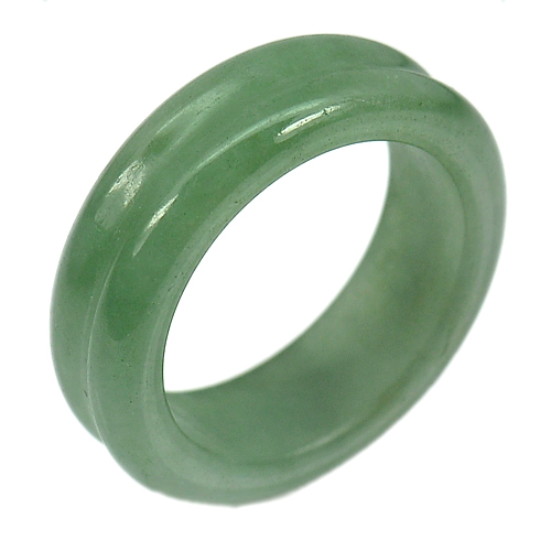 21.40 Ct. Good Unheated Green White Natural Jadeite Ring Round Size 7.5