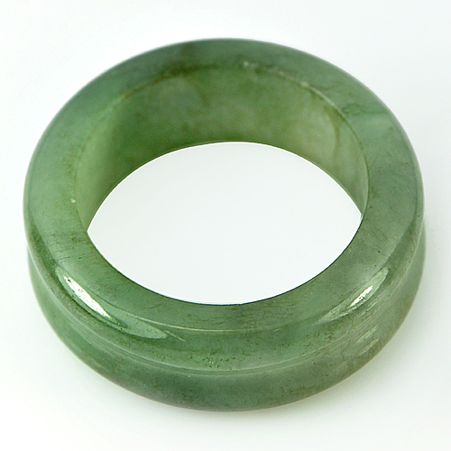 26.84 Ct. Lovely Natural Green Jadeite Ring Round Size 8 Unheated