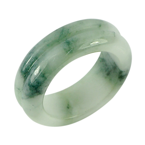 25.41 Ct. Ravishing Round Natural Green White Jadeite Ring Size 8