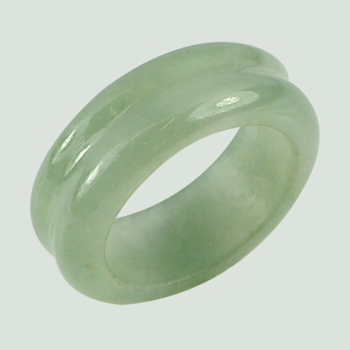 26.53 Ct. Attractive Natural Green Jadeite Ring Round Size 8 Unheated