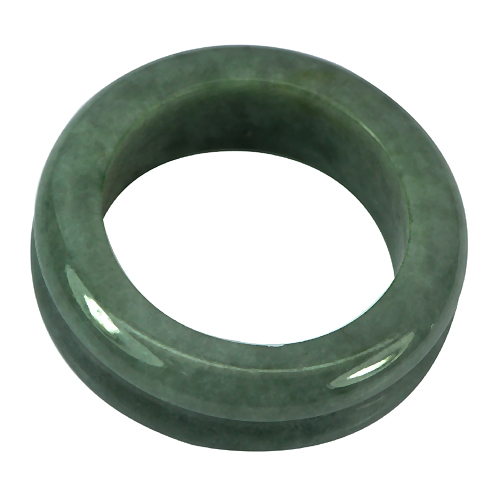 27.35 Ct.  Unheated Green White Natural Jadeite Ring Round Size 7.5